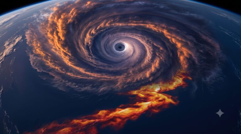 Super El Niño 2026 satellite view of Pacific typhoon bearing down on Rota Island