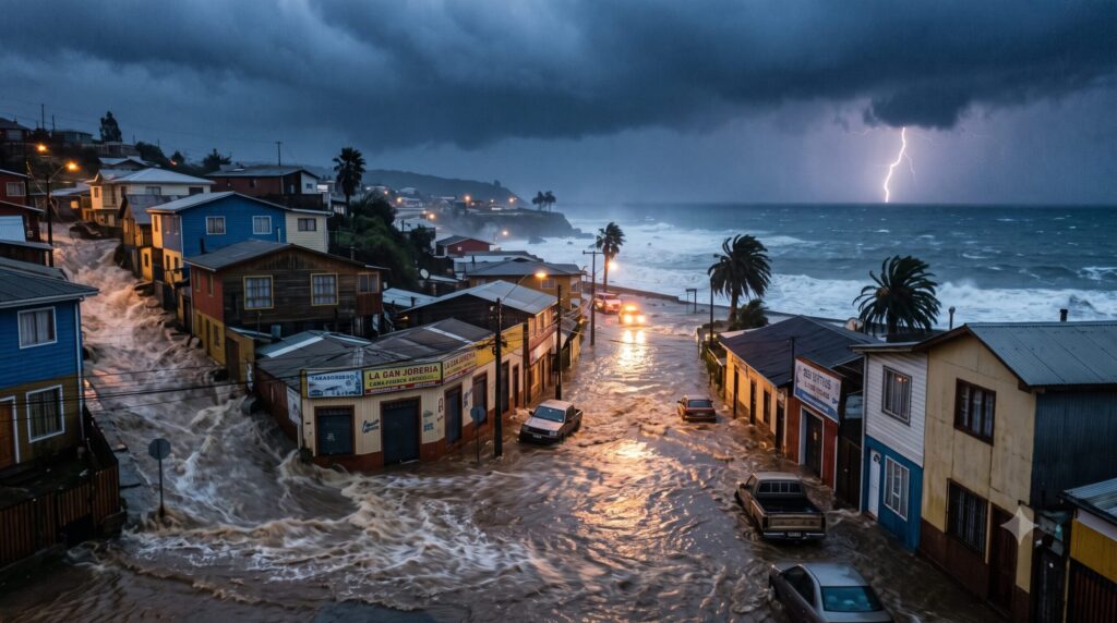 Atmospheric river flooding along the Chilean coast