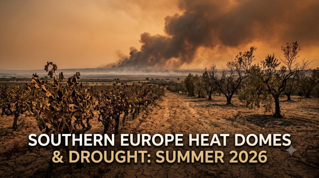 Drought and wildfire conditions across southern Europe, summer 2026